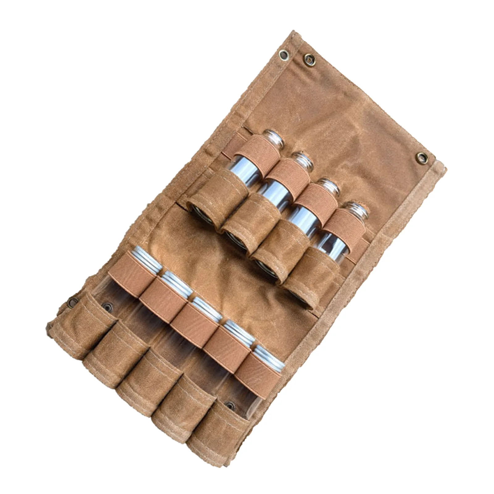 9-hole Camping Spice Kit Foldable Canvas BBQ Condiment Bottle Pack Large Capacity Portable Ultralight Waterproof