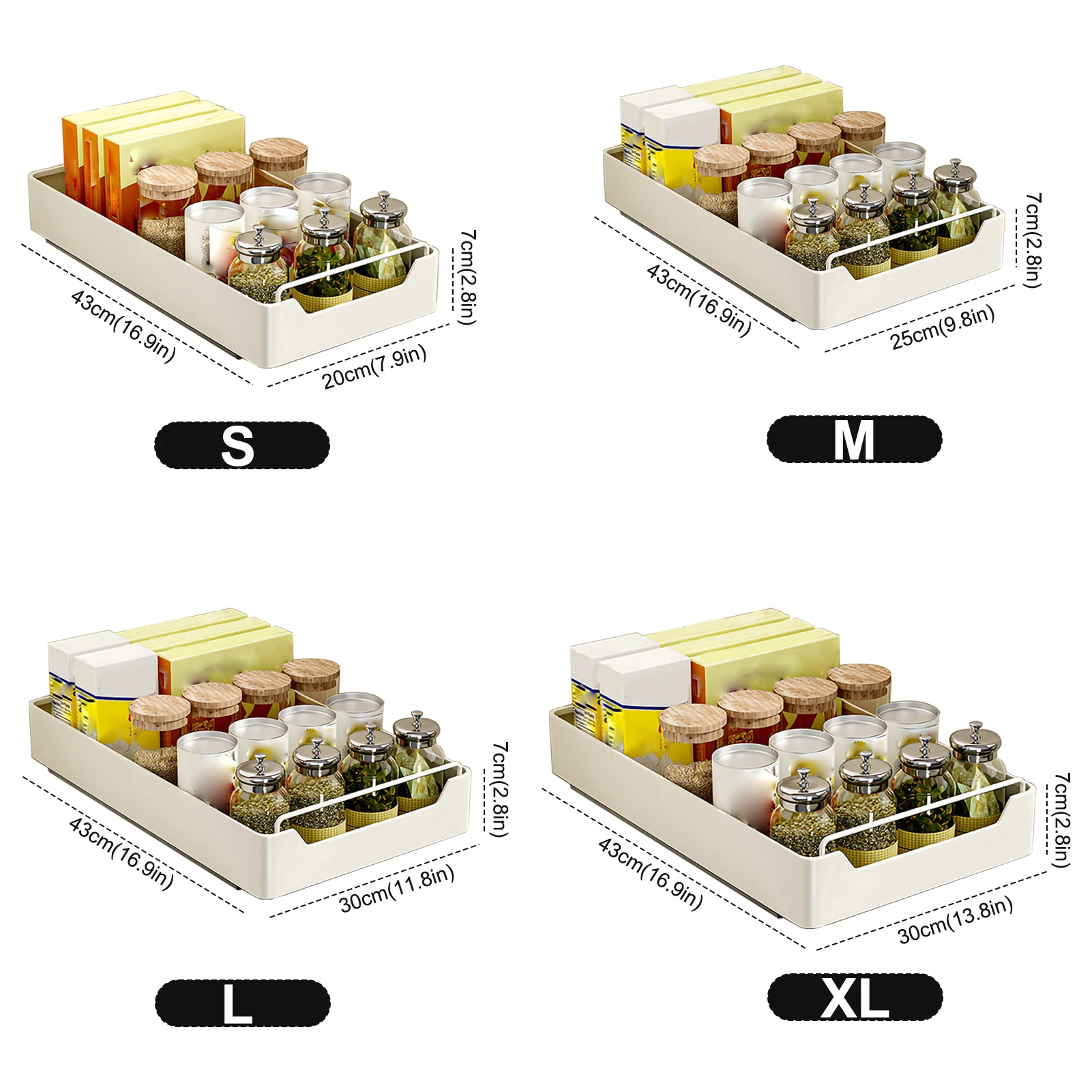 New Kitchen Storage Rack with Slide Rails Pull-out Kitchen Drawer Type Storage Tray Spice Box Storage Rack Cabinets Organizer 6