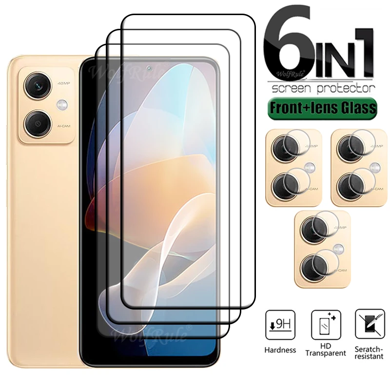 6-In-1 Per Redmi Note 12R Pro Glass Redmi Note 12R Pro Full Cover Screen Protector Xiaomi Redmi Note 12R Note12R Pro Lens Glass