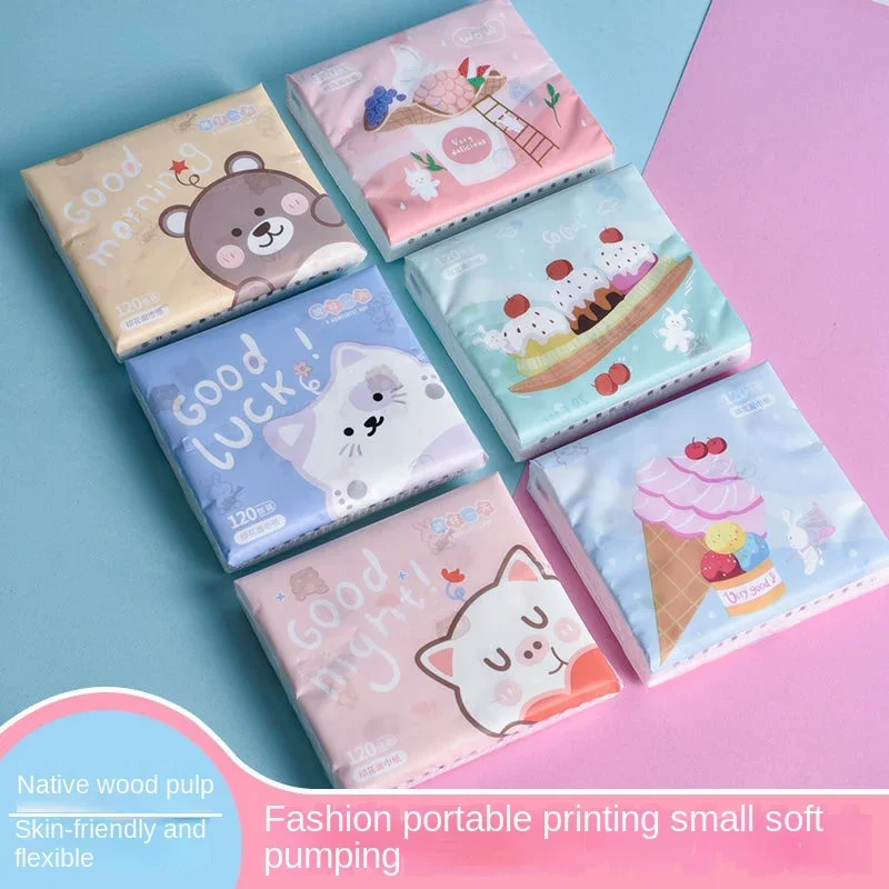Cartoon Printing Small Packet of Paper Towels Pink Napkins Heart To Heart Handkerchief Paper Facial Tissue Paper facial tissue paper