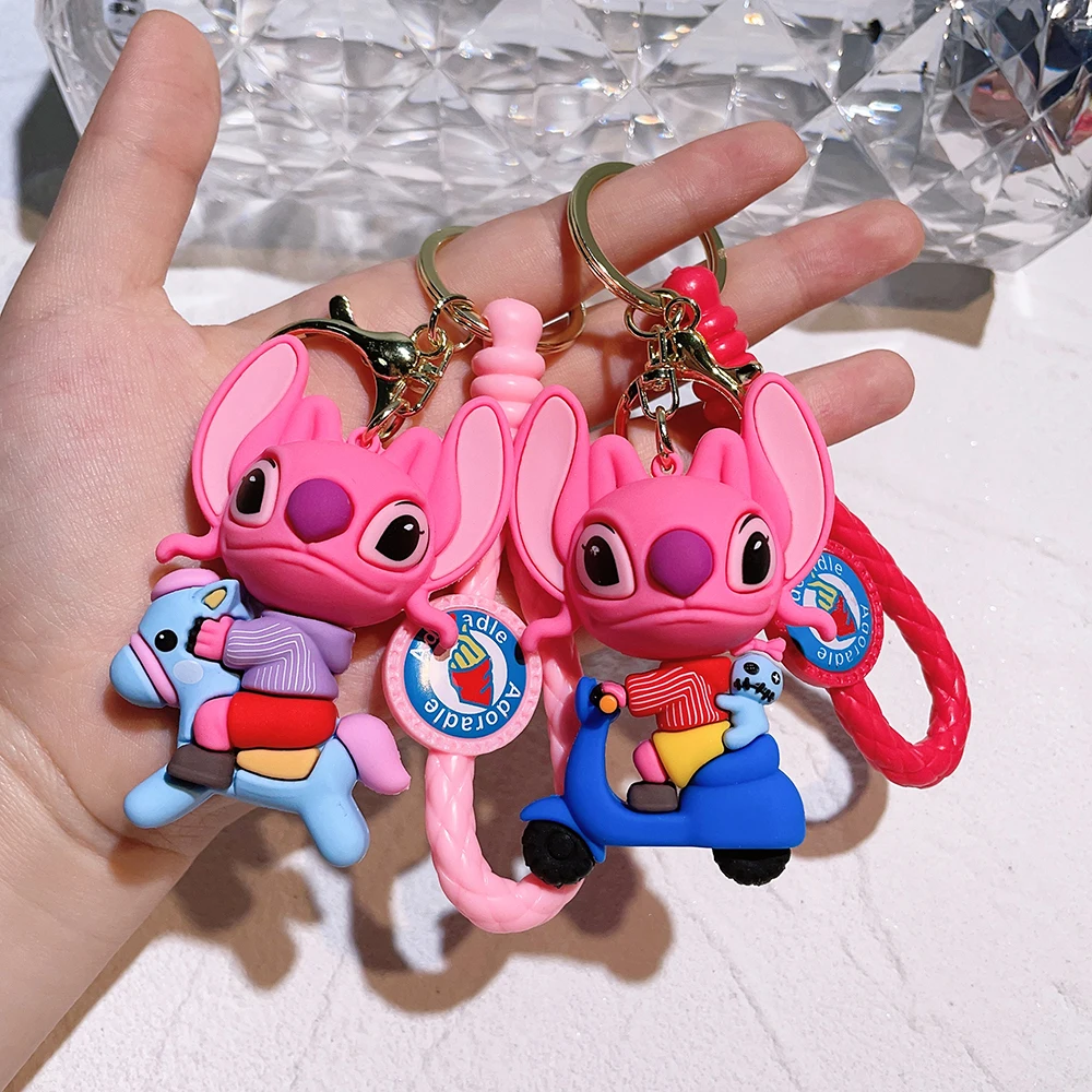 Stitch Keychain Variety of Cartoon Lilo & Stitch Cute Doll Keyring Fashion  Couple Bag Ornament Key Chain Car Pendant Gift