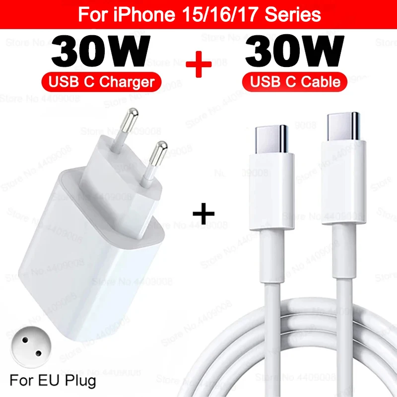 ตัวเลือกสินค้า อะแดปเตอร์ชาร์จ PD 30W สำหรับ iPhone 13/14/15/16 Pro Max และอื่นๆ