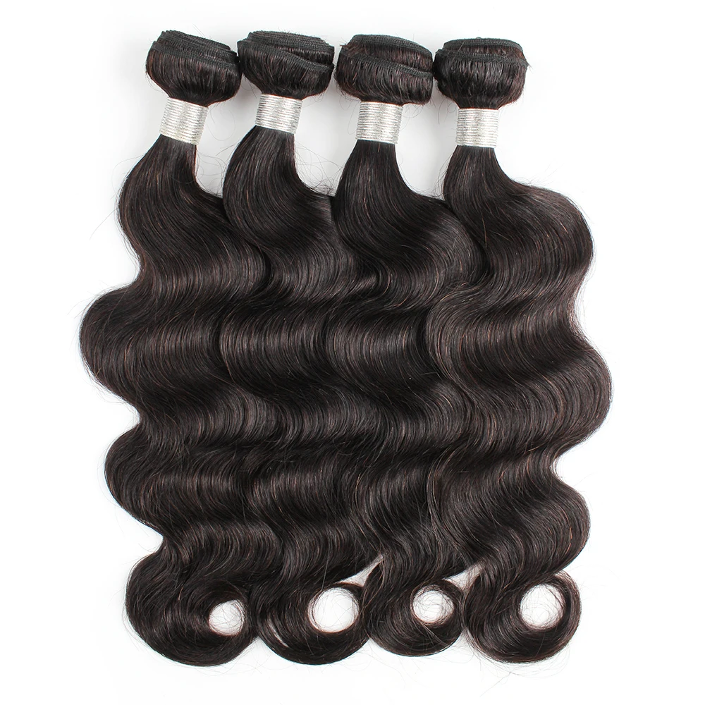 1 Bundle Black Brown Pure Colored 100% Human Hair Weave Bundles Extension 95(&plusmn;5)gram Body Wave Style Remy Indian Hair Bobbi