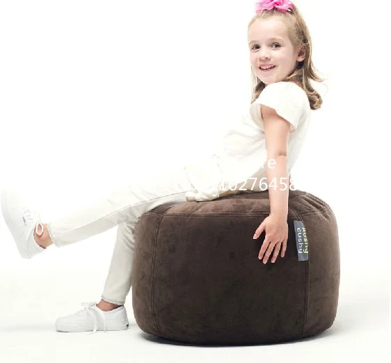 Beige color OEM/ODM Eco-Friendly round Genuine polyester oxford Filling Footstool Ottoman Pouf Cover