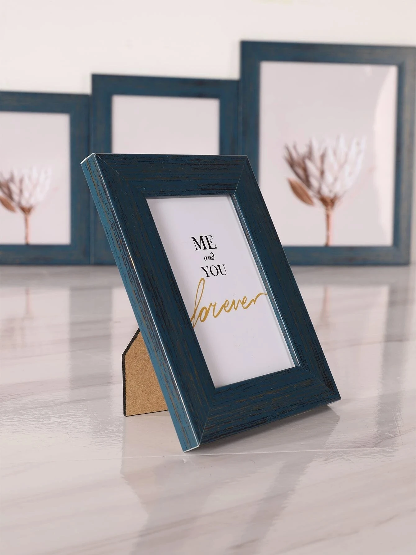 Plastic Picture Frame Home Decoration Imitation Wood Grain Art Navy Blue Picture Frame photo frame