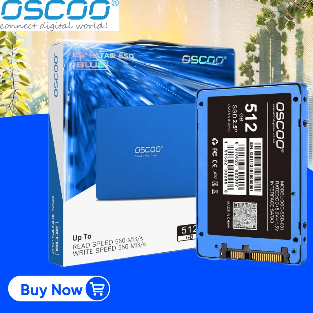 Oscoo 2.5 Pollici Sata Ssd Serie Blu Disco Rigido Sata Rev. 3.0(6 Gb/S) 2Tb 1Tb 512Gb Ssd 3D Tlc Nand Flash Disco Rigido Interno