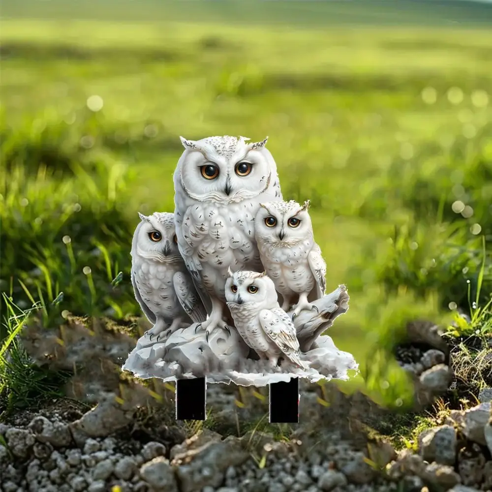 Description Picture 4 of itemAcrylic White Owl Statue Stake Cute Creative Animal Figurine Sculptures Waterproof Multi Functional Garden Pile Ground Insertion