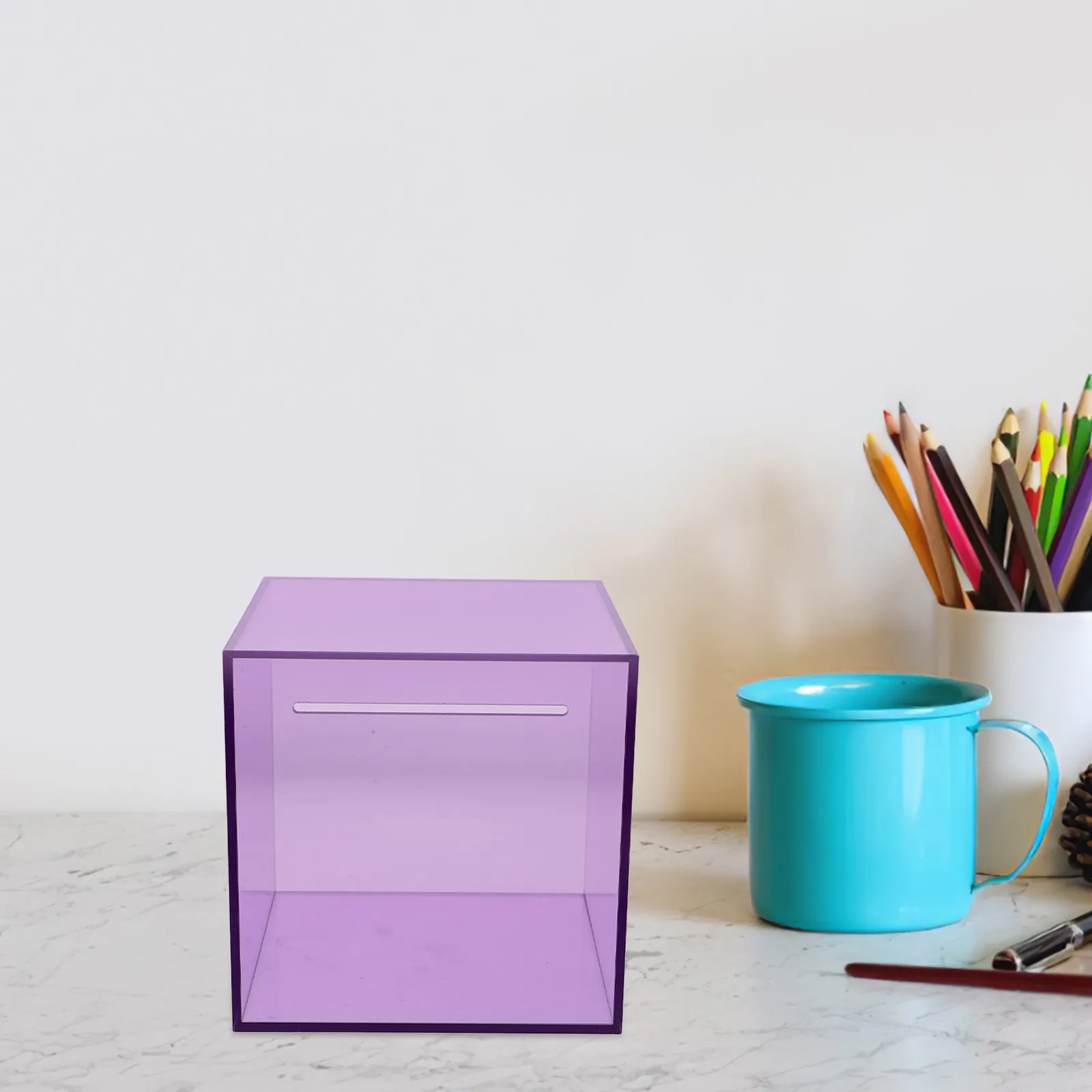 투명 아크릴 돈 모으는 항아리, 상단 슬롯형, 대용량, 깨지지 않는 투명 저금통, 성인, 어린이, 가정, 사무실용