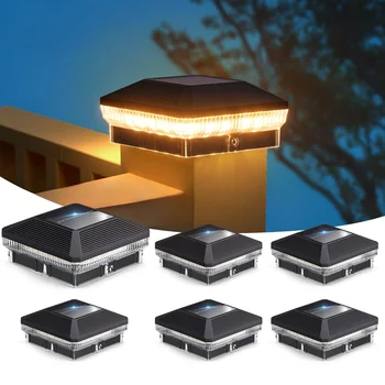 6 Pack 4x4 Solar Post Lights Outdoor, 40 LEDs 30 Lumens Fence Post Solar Lights Outdoor with 3 Modes 1
