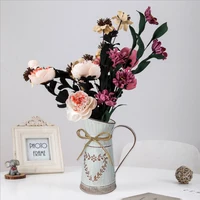 Farmhouse Metal Flower Vase Country Style Rustic Plant Vase with Handle Vintage Kettle Shape Vase for Table Decoration 2