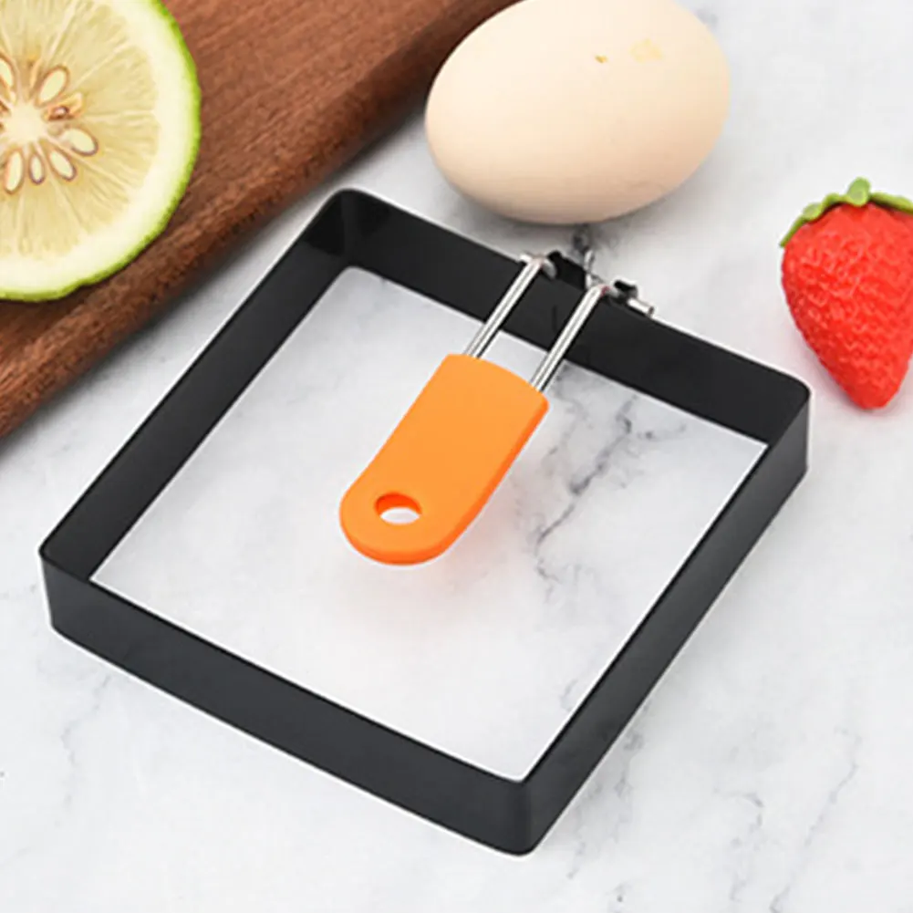 Description Picture 6 of item1/2pcs Egg Rings Pancake Mold Set Set Stainless Steel Fried Egg Square Griddle Pancake Shapers Sandwich Cooking Kitchen Tool