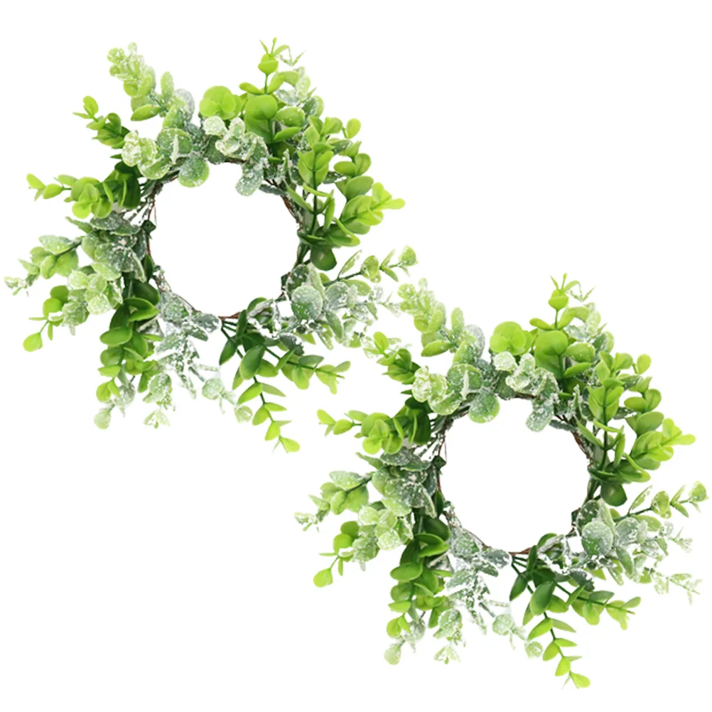 

2 Pcs Artificial Garland Spring Table Decorations Leaf Wreath Party Decorative Iron Eucalyptus Scene Layout Festival