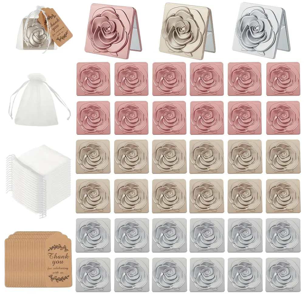Rose Shaped Mirror 15 pcs Wedding Party Favors with Thank You Tag