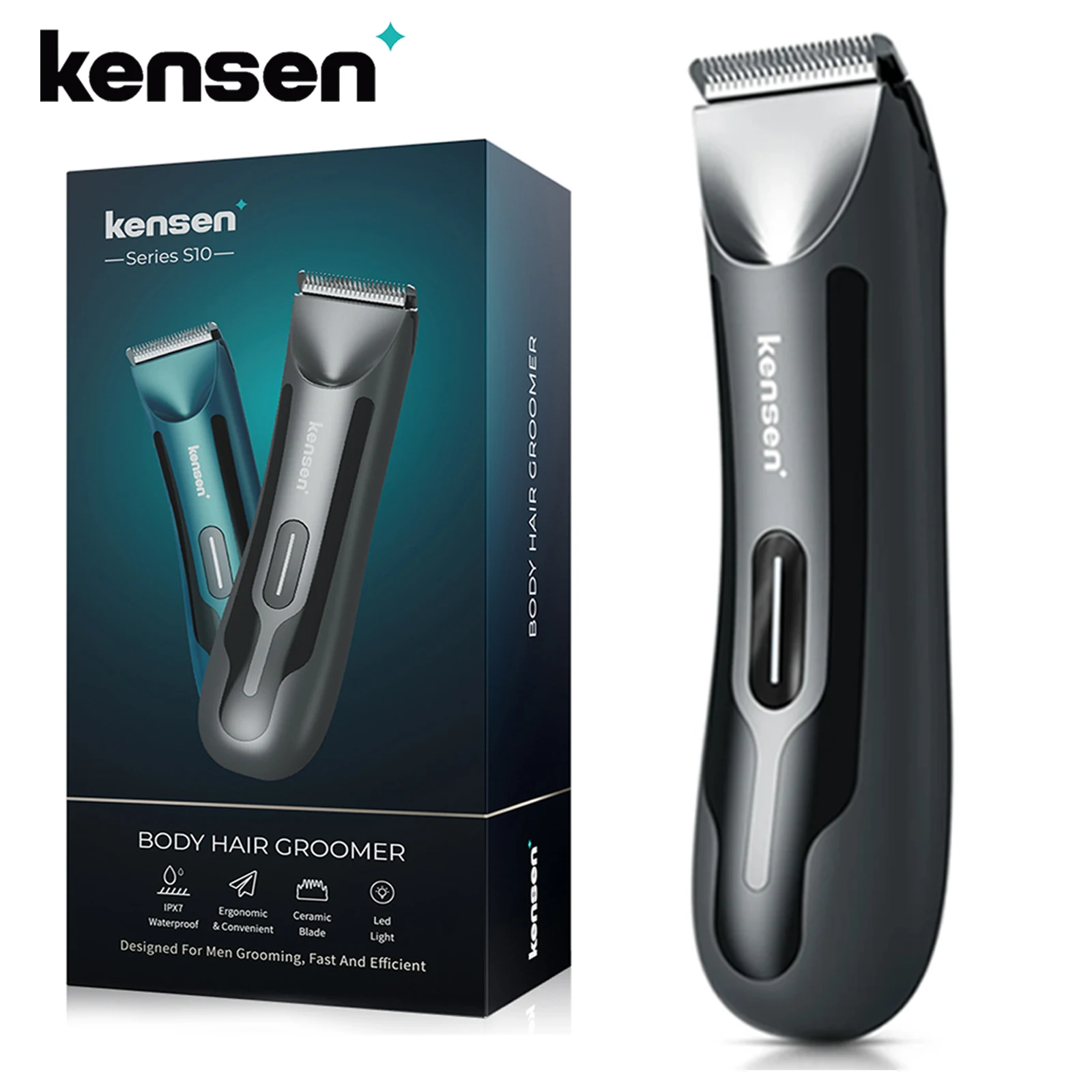 Kensen S10 남성용 전기 사타구니 헤어 트리머 바디 그루머 음모 방수 헤어..