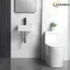 Wall Mount Small Ceramic Vessel Sink Rectangular White Mini Floating Bathroom Basin 13"x11" Tiny Countertop Sink Long-lasting 6
