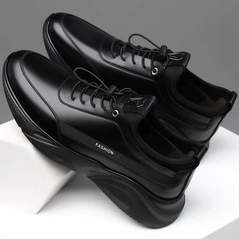Brand Men Sports Running Shoes Trendy Black Men Slip-On Loafers Breathable Business Leather Casual Shoes Anti Slip Hiking Shoes 2