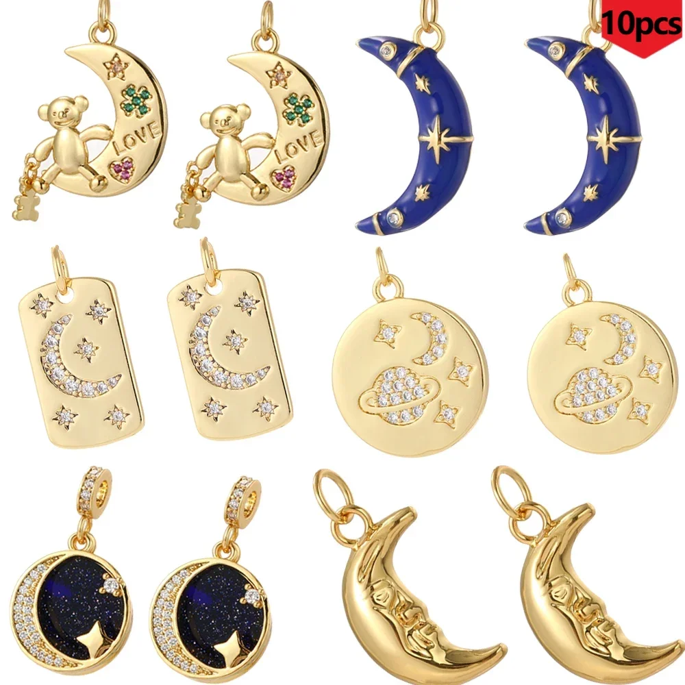 

Cute Bear Moon Pendant 10pcs Wholesale Jewelry Production Supplies Bohemian Diy Necklace Earrings Necklace Keychain Resin Charm