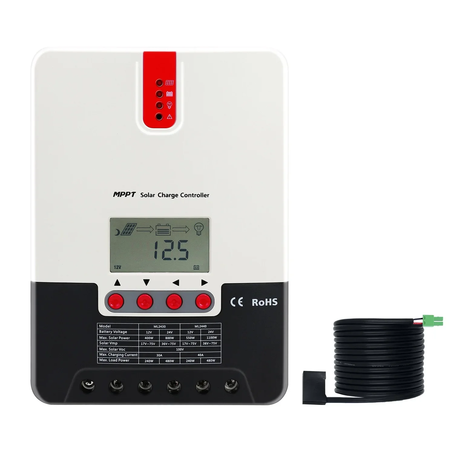 

ML4860 60A MPPT Solar Regulator 12V/24V/36V/48V Auto Max DC PV Input 150V Charge Controller for System