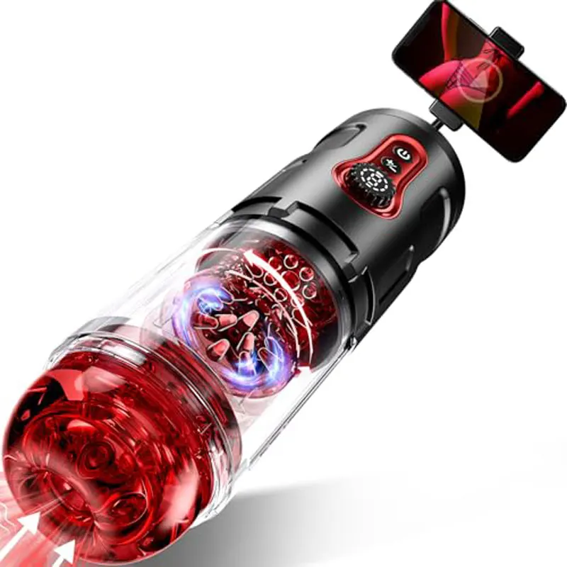 Automatic Male masturbator Thrusting Rotating Pocket Pussy Blowjob Sex Machine Penis Pump Sex Toys for Men with Phone Holder