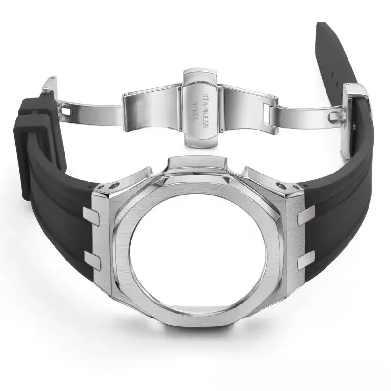 카시오크 GA2100 개조 키트, G-쇼크 GA2110 GAB2100용 금속 베젤 프레임 및 고무 밴드, 나사 및 액세서리 포함