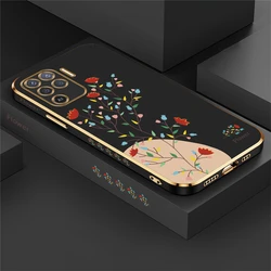 Elegant Plating Pattern Silicone Case with Soft Flower Design and Lens Protection Cover for Reno 7 4G (Black-100)