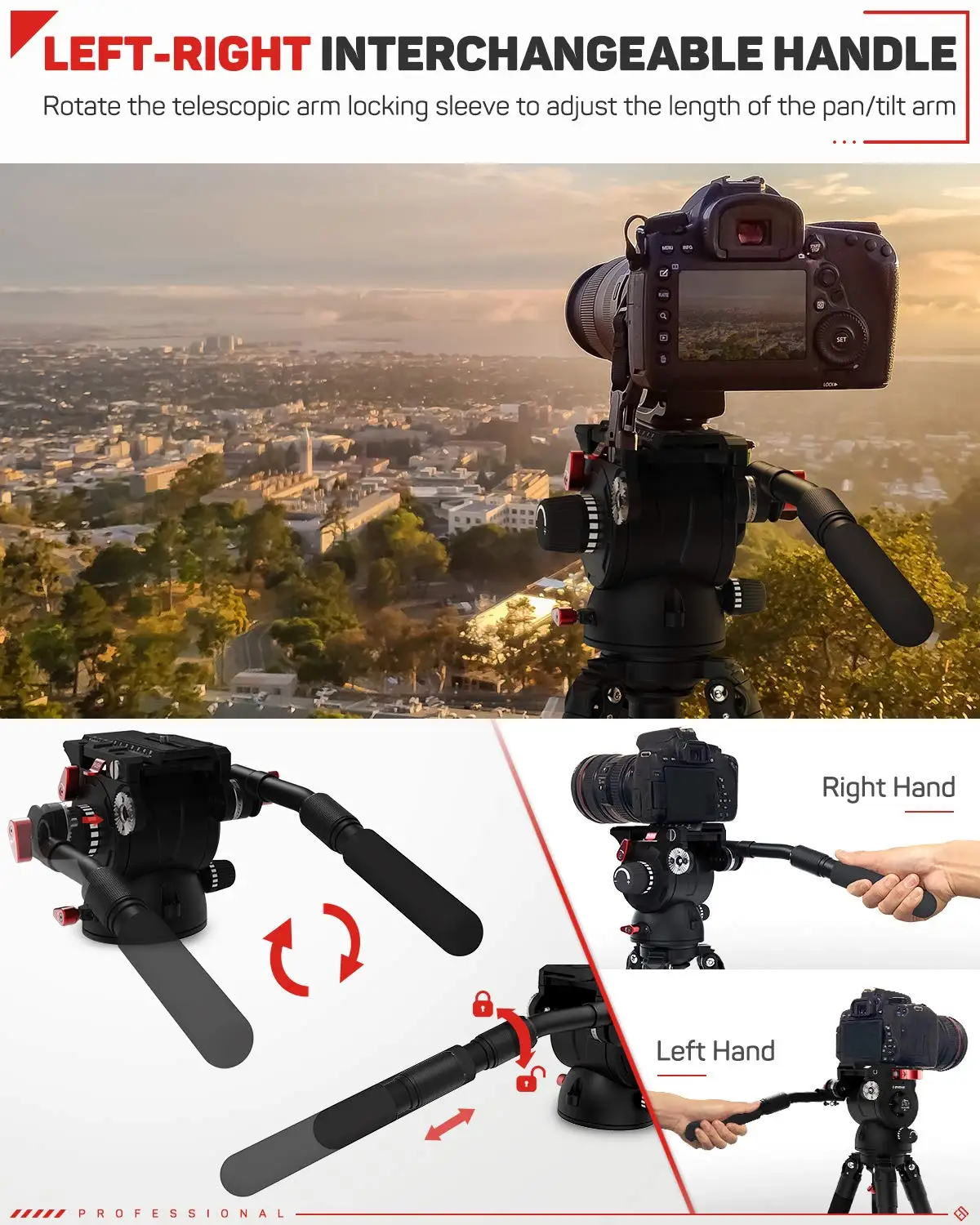 IFOOTAGE Komodo K7 Fluid Head, Video Tripod Head Fluid Drag Pan Head for DSLR Cameras, Camcorder, Monopod and Tripods, Payload 1