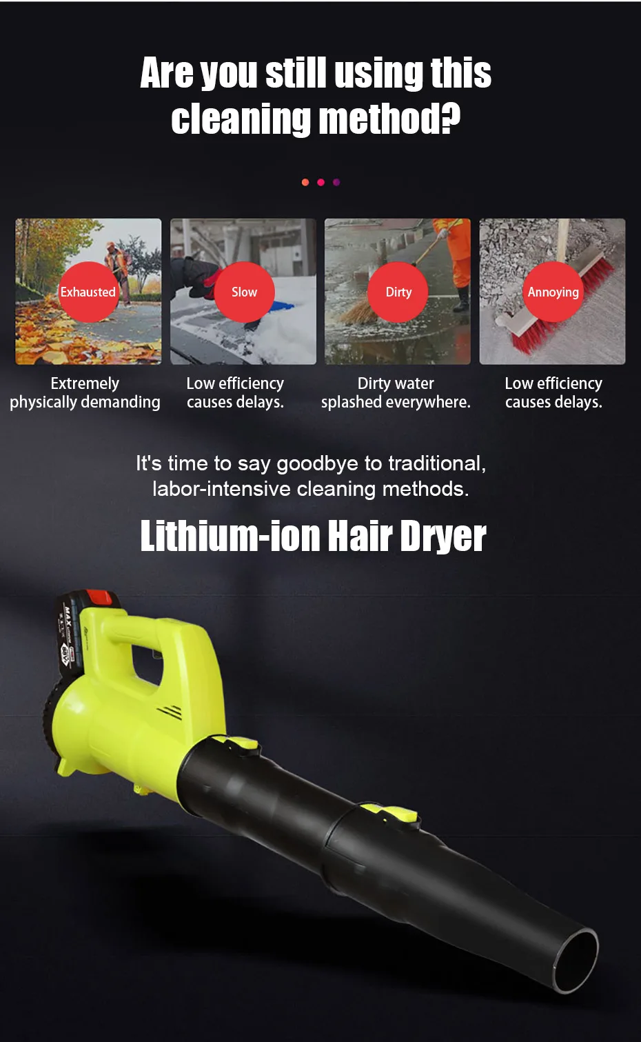 Cordless Leaf Blower Battery Powered Leaf Blower Multi-Function Dust Blower Ligh