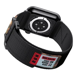 Premium Nylon Canvas Sports Strap for Apple Watch - Durable Loop Band Bracelet (Black camouflage L)