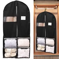 49 Inch Garment Bag for Travel Heavy Duty Hanging Suit Bags with 4 Clear Pockets Foldable Suit Cover Bag Coat Protector for 1