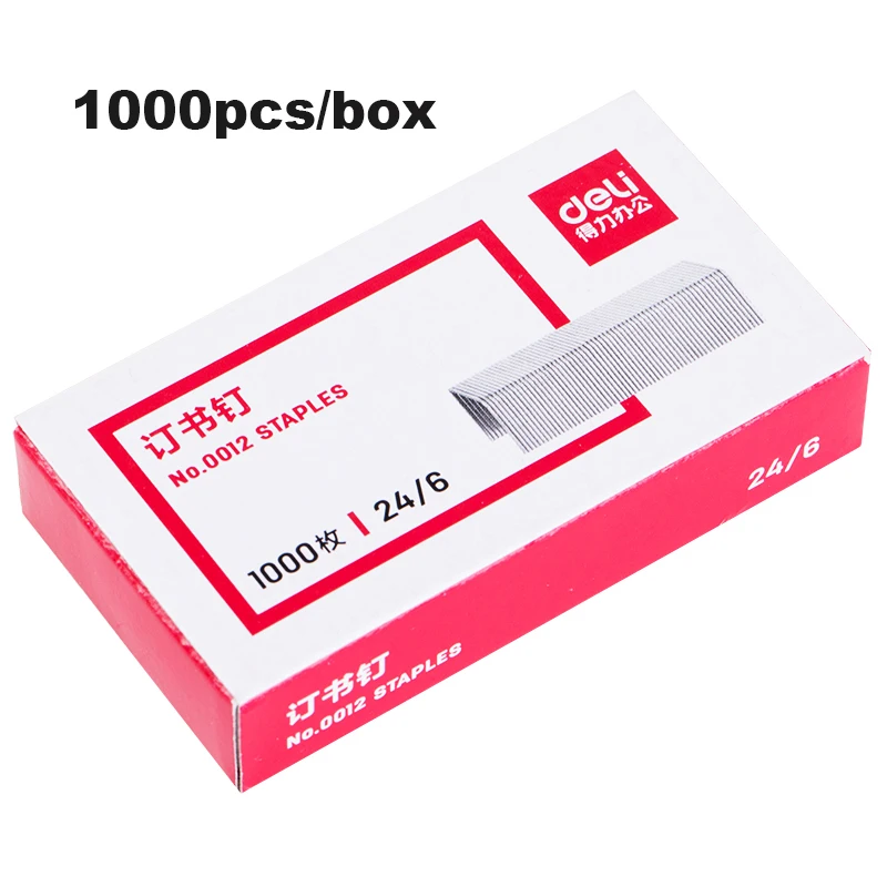 1000개/박스 표준 스테이플 24/6 실버 금속 스테이플 사무실 학교 가정용 스테이플러 리필
