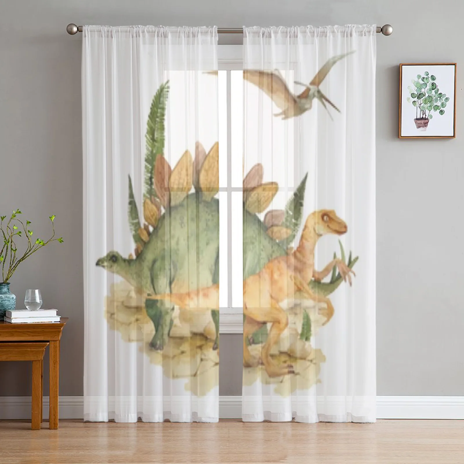 

Cartoon Dinosaurs Sheer Curtains For Living Room Bedroom Kitchen Tulle Curtain Home Decorative Sheer Panels