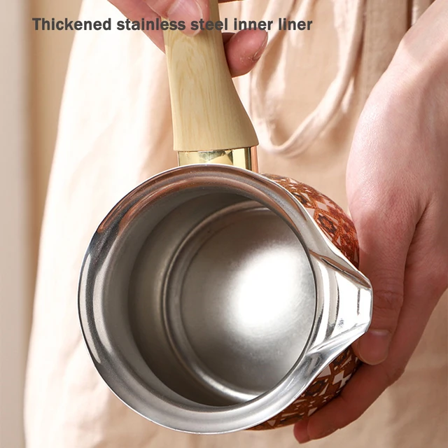 Middle Eastern stainless steel milk pot, Turkey long handled coffee pot, Small complementary food pot for home kitchen, 720ml 6