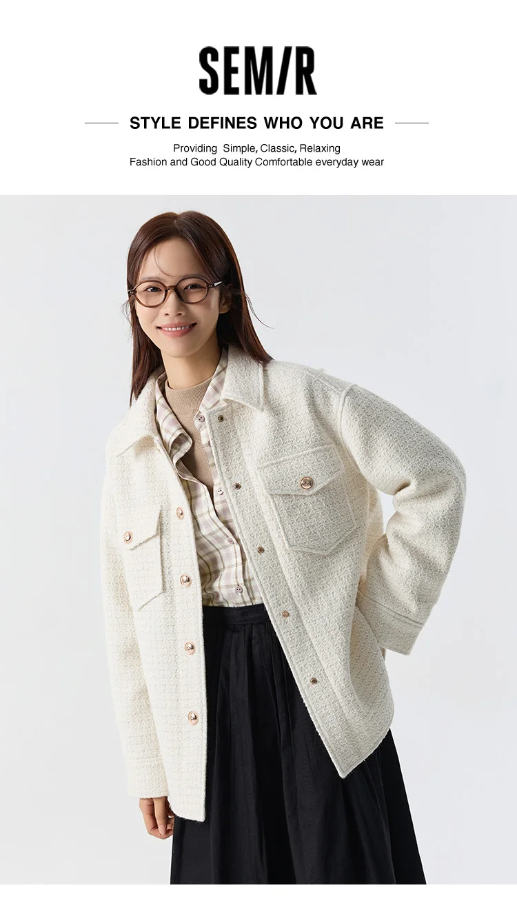 Prendas de abrigo para mujer, estilo medio largo, con abertura, nueva primavera, top de tweed de mezcla de lana