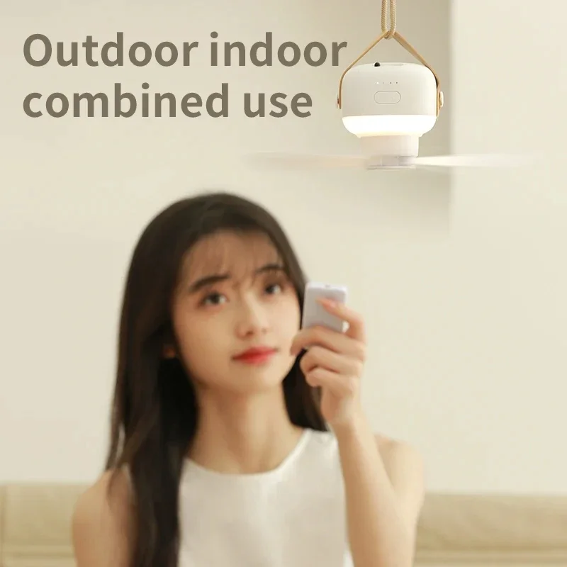 Portable Ceiling Fans 7200mAh Outdoor Camping Fan Tent Ventilator Cooler Rechargeable Electric Fan Remote Control LED Lighting 6