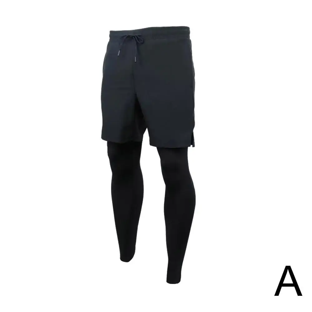 Men Sports Pants 2 In 1 Double Layer Pant Men's Sports Trousers Quick Dry Casual Pants Fitness High Running Basketball Training Elastic Pant