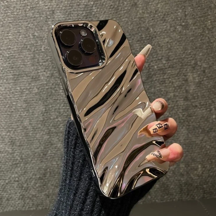 Glossy Solid Color Water Ripple 3D Wave Case