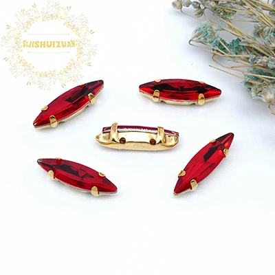 Sew On Rhinestones Sewing Rhinestones Glass Rhinestones Crystal Rhinestones Rhinestone Crystals Rhinestones Beads Rhinestone Accessories Rhinestone Claw Non Hot Fix Rhinestones Non Hotfix Rhinestones 4x15mm 24Color Horse Eye Crystal Glass Sew-on Rhinestones Gold Bottom With Claws For Garment Jewelry Wedding Dress Shoe Bag Diy