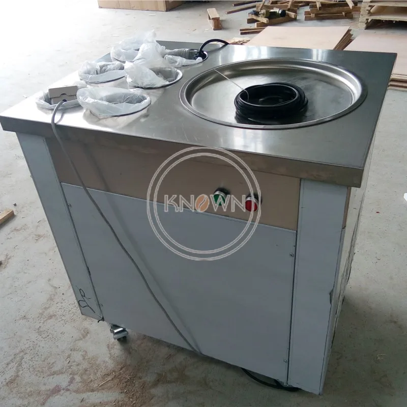 

Commercial Small Fried Roll Ice Cream Rolls Making Machine Single Pan Thailand Frying Fruit Yogurt Ice Cream Rolled Machine