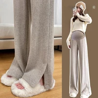 Maternity Pants Fall Winter 2023 New Open Wide-leg Pants Spring Autumn Outside Wear Bottoming Straight Pants Fall Clothing 1
