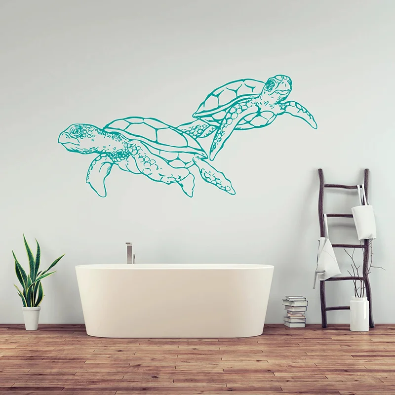 

Bathroom Decor Turtle Wall Sticker Vinyl Sea Animal Tortoise Tortoiseshell Ocean Nautical Decals Decoration Bedroom Dorm G045