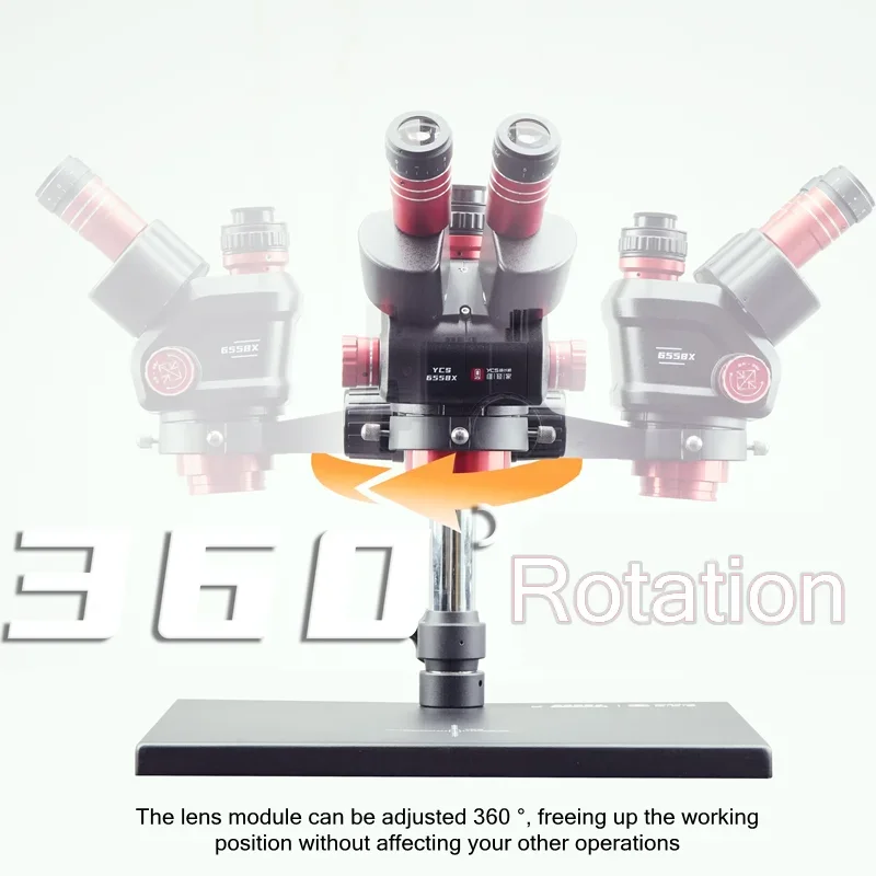 YCS 6558S 6558X 삼안 현미경 대형 베이스 6.5-58배 줌 X80 4K 카메라 모바일폰 PCB 용접 현미경 도구