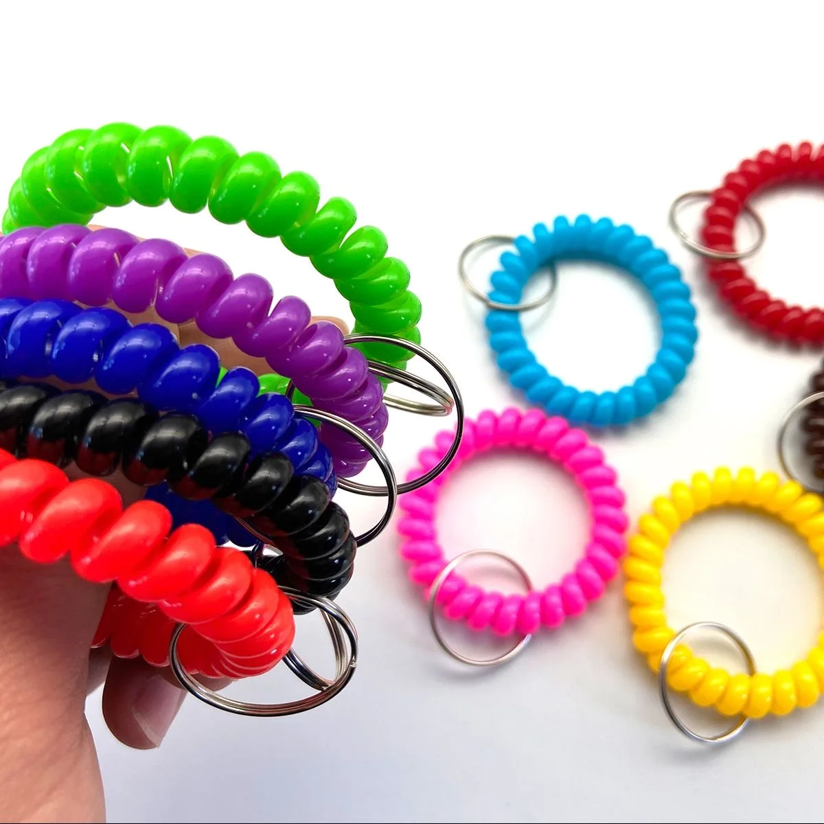 6 portachiavi elastici a spirale, in plastica, anti-smarrimento