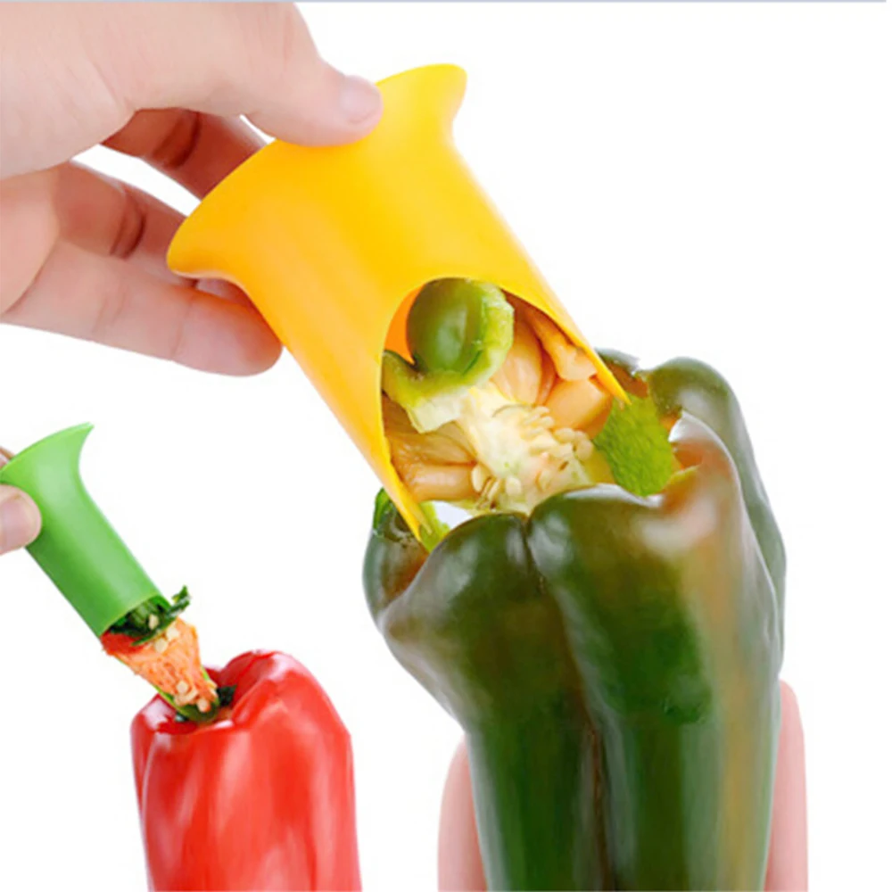 2pcs Slicer Vegetable Cutter Random Pepper Fruit Tools Cooking Device Kitchen Seed Remover Creative Corer Cleaning Coring Gadget