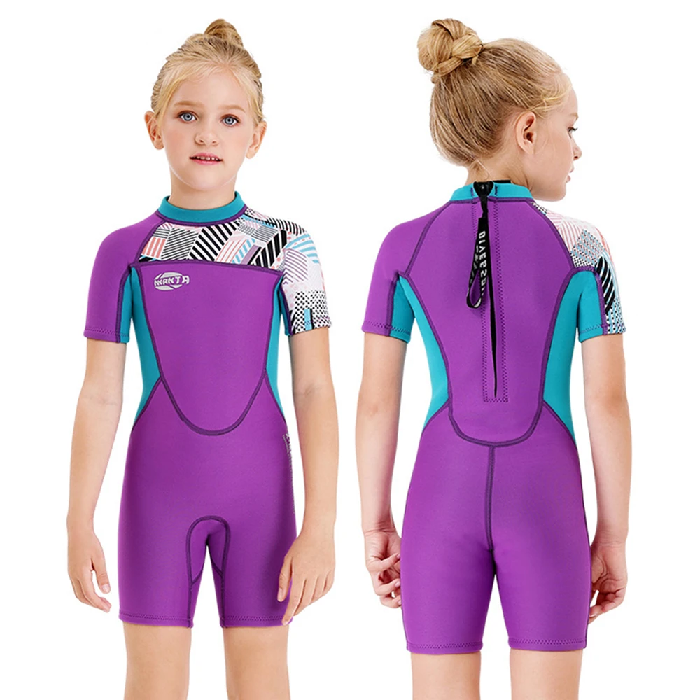 Girls Wetsuit 2.5mm Neoprene Surf Children Guard Rash Swimming Windsurf