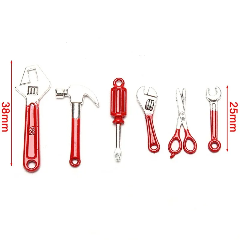 6Pcs Dollhouse Miniature Repair Kits Accessories Miniature Hammer Wrench Doll House Furniture Decoration
