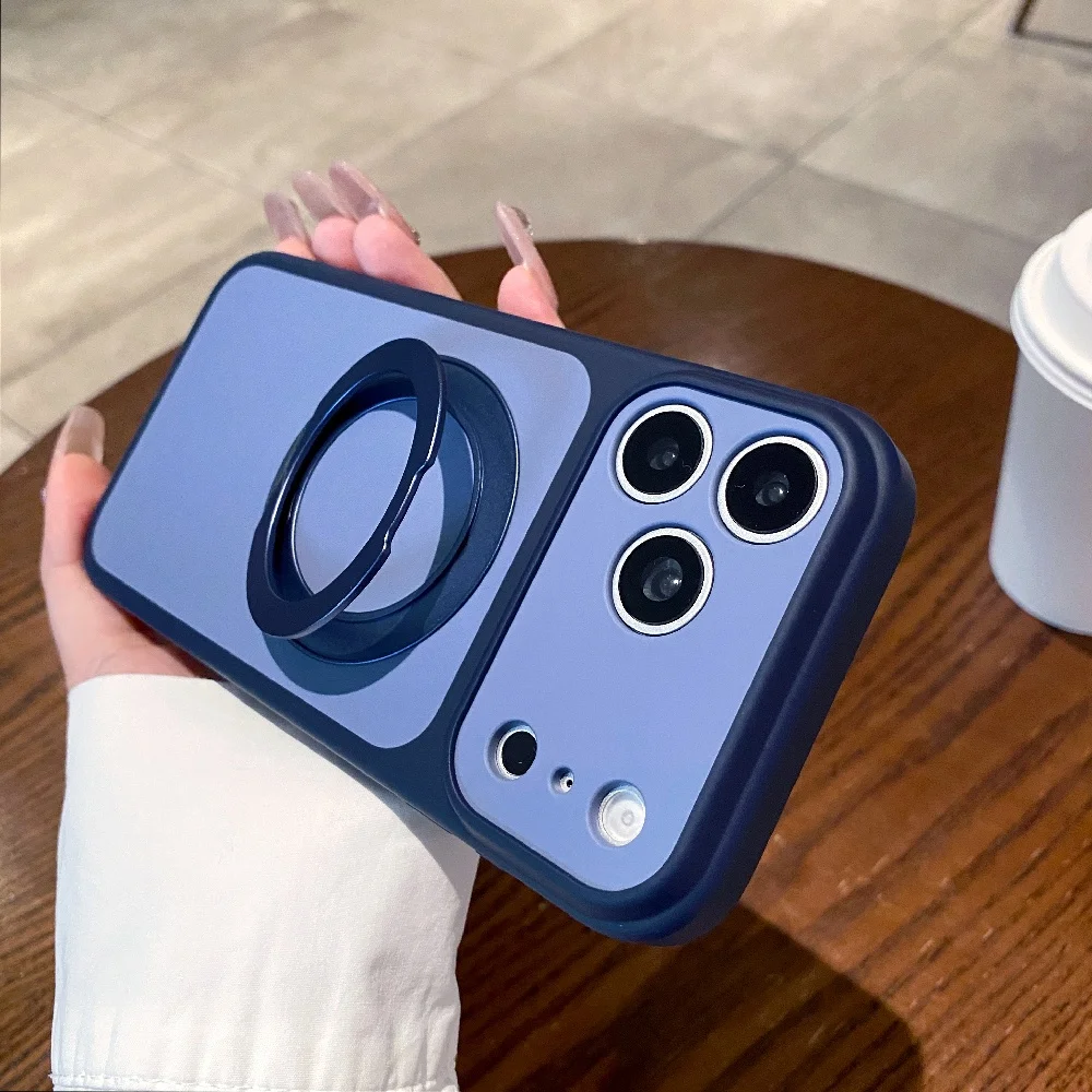 Luxury 360 Metal Ring Bracket Phone Case with Magnetic Holder and Stand, Shockproof Cover