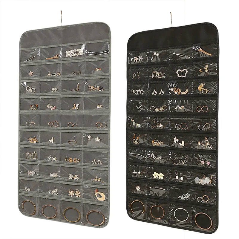 

Double-Sided 80-Storage Multi-Grid Earrings, Jewelry Findings, Hanging Small Objects, Dust-Proof Bag