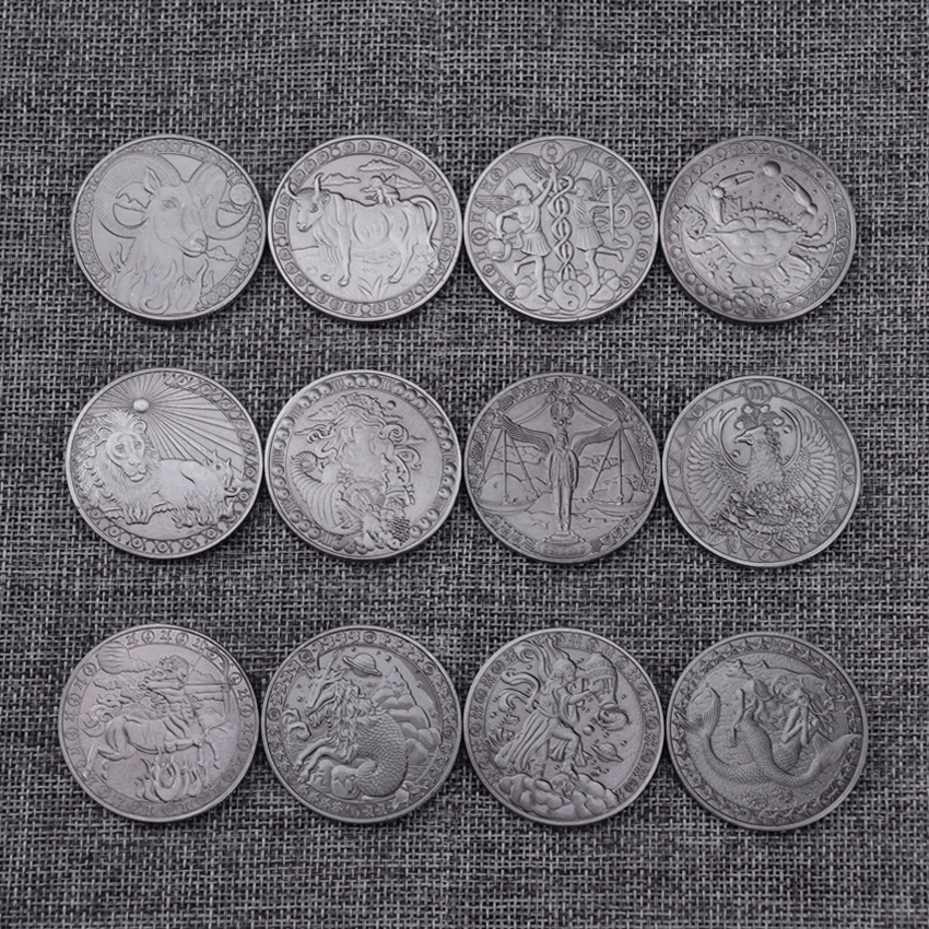 REPLIK 1PC 12 Konstellation Leo Fische Sch tze M nze Gedenkm nzen Hause 