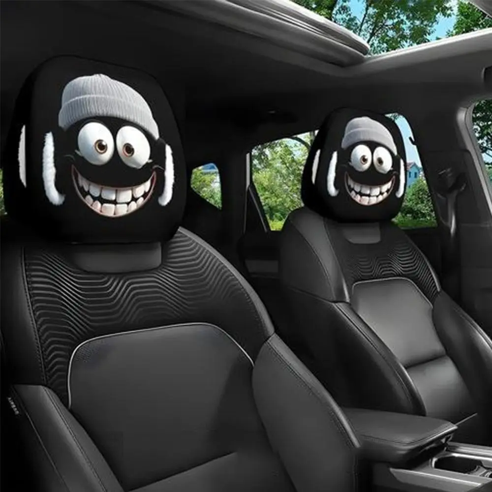 2Pcs Universal Car Seat Cover Breathable Santa Claus Car Headrest Cover Dust-proof Elastic Car Seat Headrest