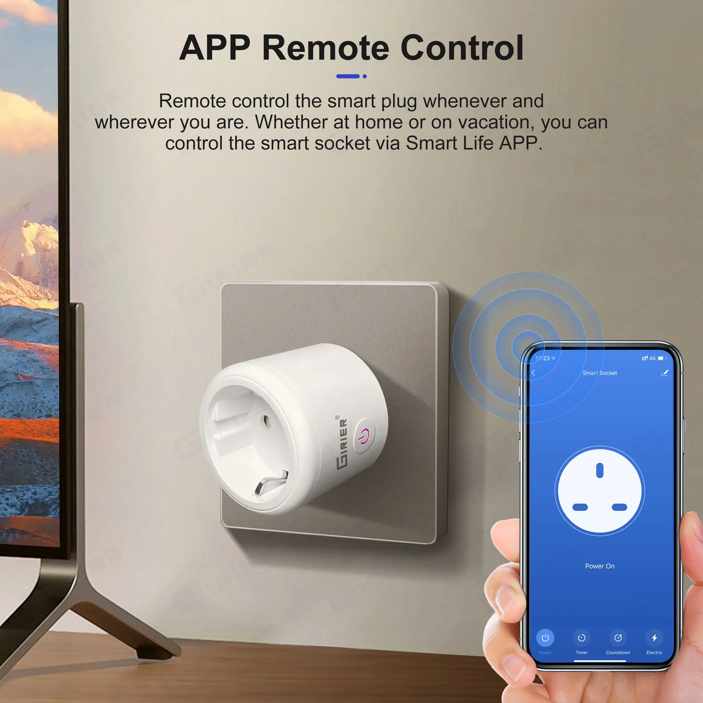 GIRIER Tuya ZigBee Smart Plug 20A Smart Home Outlet Socket EU 4200W with  Power Monitor Function Supports Alexa Alice Hey Google